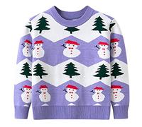 Baby Christmas Jumper Long Sleeve Knitwear Sweater Santa Claus Snowflake Print Jumpers Santa Claus Tops T-Shirts Winter Winter Kids Clothes Boys Happy Holidays Clothing Purple