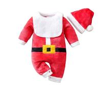 Baby Christmas Outfit Baby First Christmas Costume Infant Santa Costume Long Sleeve Christmas Dress Up with Hat for Toddler Baby Girls and Baby Boys (2-Multicolour, 12-18 Months)