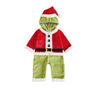Baby Christmas Romper Long Sleeve Hooded Romper Green Monster Costume | Zip up, belt print, footless design, perfect for theme parties and fun photos, making your little one the cutest holiday star