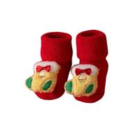 Baby Christmas Socks Toddler Anti-Slip Cotton Sock Xmas Pattern Girl Boy Baby Fluffy Socks Thick Winter Warm for Newborn 0-36 Months, Red Christmas Slipper Stockings Gift