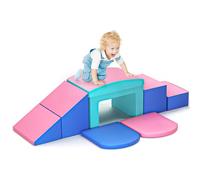 baby climbing blocks, Foam with Slides, Training Toddlers' Sensory and Motor Skills, Foam Playground Set, Multi-colored Toys for Toddlers ages 1-3 for Climbing (Light blue 6-piece set)