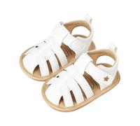 Baby Closed Toe Sandals Infant Girls Boys Toddler Summer Flat Anti Slip First Walking Shoes Open Toe Gladiator Roman Sandals Casual Crib Flat Shoes Prewalkers White Footwear UK 3-6 Months