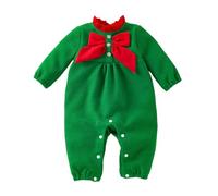 Baby Clothes 0-3 Months - Boys Bodysuits for Infants Long Sleeve Baby Romper with Elegant Bow for Autumn and Winter Green