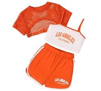Baby Clothes for Girls Summer Outfits for Girls 3 Piece Set Casual Loose Fit Sleeveless Top and Shorts Combination for Outdoor Activities Age 8-14 Daughter Partner Look, orange, 10-11 Jahre