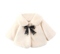 Baby Coat Autumn and Winter Shawls Girl's Cloak Baby Girl's Top Warm Fuzzy Fleece Outerwear Coat 6 Month Girl Coat (White, 6-12 Months)