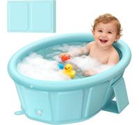 Baby Collapsible Bathtub, Travel Essentials for 12M-6Y Infant Toddler, Green