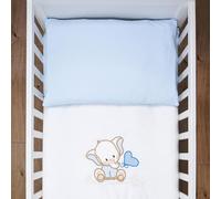 Baby Comfort 2 Pcs Kids Cotton Duvet Cover Pillowcase Bedding Set for Cot Bed 135 x 100 cm (Elephant Blue)
