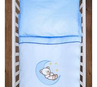 Baby Comfort 2 Pcs Kids Cotton Duvet Cover Pillowcase Bedding Set for Cot Bed 135 x 100 cm (Moon Blue)