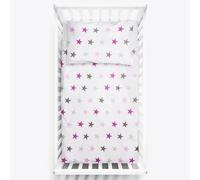 Baby Comfort 2 Piece Bedding Set 135x100 cm Duvet Cover & Pillowcase for Toddler Cot Bed (Pink Stars)