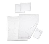 Baby Comfort 5 Piece Toddler Bedding Duvet Pillow with Covers & Jersey Sheet fits 83x50cm Co-sleeper Crib 12M+ (White)