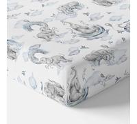 Baby Comfort Nursery 100% Cotton Fitted Sheet fits 130x80 cm Extendable Toddler Baby Cot Bed Mattress (Blue Elephants)