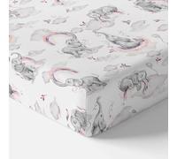 Baby Comfort Nursery 100% Cotton Fitted Sheet fits 140x70 cm Cot Bed Mattress (Pink Elephants)