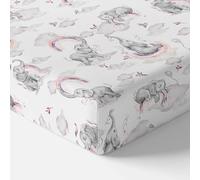 Baby Comfort Nursery 100% Cotton Fitted Sheet to fit 83x50 cm Co-Sleeper Crib (Pink Elephants)