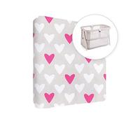 Baby Comfort Nursery 100% Cotton Fitted Sheet to fit 95x65 cm Travel Cot (Pink Hearts)