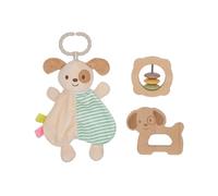 Baby Comfort Toy, Dog Teether, Plush with Wooden Teether, 6 Months+
