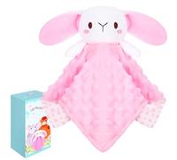 Baby Comforters Blanket Security Blanket Bunny Comforter Cuddle Blanket Animal Snuggle Comforters Infant Gift for Mom, Baby Comforter Newborn Soft Touch Toddler Boys Girls Plush for Sleeping (Pink)