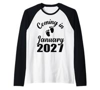 Baby Coming in January 2027 Mom Dad Pregnancy Announcement Raglan Baseball Tee