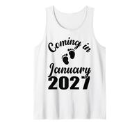 Baby Coming in January 2027 Mom Dad Pregnancy Announcement Tank Top