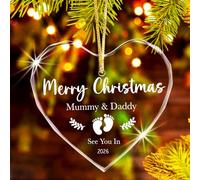 Baby Coming Soon Ornament 2026,Merry Christmas Mommy & Daddy See You in 2026 Crystal Hanging Ornament