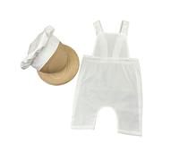 Baby Cook Hat with Suspender Pants Photoshoots Outfit Machine Washable Polyester Infant Photography Costume Baby Photo Cook Outfit