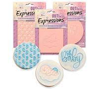 Baby Cookie Stamp - 3D Raised Baby Fondant Stamp OUTboss Bundle Set - Baking Tools for Cookies, Cupcakes & Toppers - Includes 3 Mess-Free Designs Oh Baby, Feet & Mobile - 3 Pcs