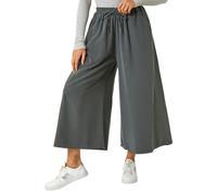 Roman Originals Baby Corduroy Wide Leg Culotte for Women UK - Ladies Everyday Autumn Winter Comfy Soft Evening Vacation Work Party Night Out - Charcoal - Size M