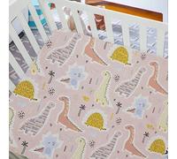 Baby Cot Bed Fitted Sheets 120 x 60 100% Cotton - Hypoallergenic Toddler Bed Sheet Fully Elasticated Skirt Breathable Easy Care - Junior Bed sheets Pack of 1 (Pink dinosaur+Seaworld)