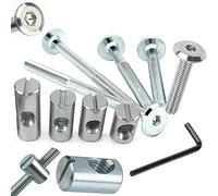 Baby Cot Bed & Furniture Connecting Bolts Complete With Barrel Nuts & Allen Key (4 Bolt + 4 Nuts & 1 Allen Key) (M6 x 60mm, Nut Size 14mm)
