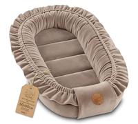 Baby Cot Bumper - Baby Nest Newborn Minky Baby Nest for Cot Versatile Portable Nest Cuddly Nest Accessories for Baby Bed Warm Winter Coccon Velvet Beige