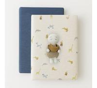 Baby Cot Fitted Sheets Pack of 2 - 70 x 140 cm - 100% Jersey Cotton - Soft, Breathable & Non-Toxic - Elasticated All-Round Crib Sheet - Washable Baby Mattress Cover for Boys & Girls - Animals
