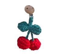 Baby Cot Hanging Pendant - Bright Red Cherries and Green Leaves on this Baby Cot Bed - Handmade Hanging Cherry Ornament - Baby Crib Accessories - Pure Handmade