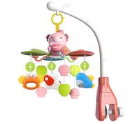 Baby Cot Mobile Toy, with Light, Projector, Bluetooth, Musical Rotating Crib Mobile with Piano Sounds, Volume Control, Timer, and 3 Mounting Options,Fits Most Cots (Pink-01)