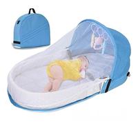 Baby Cot Portable Travel Bed with Mosquito and Sun Protection Net - Foldable Pink Baby Cradle for Camping, Newborns, Babies - Lightweight Baby Cot for Travel