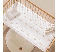 Baby Cot Sheets,120 X 60cm,100% Cotton To Fit Bedside Cribs,Breathable,Cot Bed,Cozy And Lightweight,Cot Fitted Sheets,Next To Me Crib Sheets, Bedside Crib Fitted Sheets (Bunny,120x60 cm)