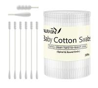 Baby Cotton Swabs, Paper Sticks Cotton Buds for Baby Ear Nose Clean-200Pcs(Spiral & Round)