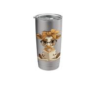 Baby Cow Calf Portrait Open Book Reading Round Glasses Cool Stainless Steel Insulated Tumbler