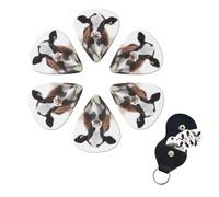 Baby Cow Guitar Picks 6 Pack 3 Different Thickness Celluloid Guitar Plectrums with Guitar Pick Holder Personalized Guitar Pick for Acoustic Guitar, Electric Guitar, Bass, Ukulele