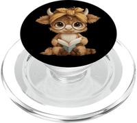 Baby Cow Small Book Reading Animal Lover Graphic Calf Round PopSockets PopGrip for MagSafe