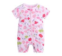 Baby Crawl Bodysuit - Short Sleeve Print, Double Zipper, for Infant 0-3M, Bear Print#G