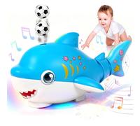 Baby Crawling Shark Toys for 1 2 3 4+ Years Old Boys Girls with LED Light and Music, Walking Interactive Sensory Toys for Babies Sound Toy Birthday Gifts, Electric Toy for Kids Toddler Age 12 Months+