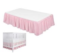 Baby Crib Bed Skirt, Pleated Dust Ruffled Bed Skirt Crib With Pompoms, 4 Sides Pleated Soft Breathable Microfiber Nursery Toddler Bedding For Baby Boys Girls, 28" X 52" With 14" Drop