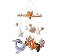 Baby Crib Bell, Baby Crib Mobile, Hanging Sea Creature Wind Chime, Cartoon Decoration, Gentle Motion and Sound, 45x23x23cm, Ideal for Boys Girls Bedroom or Crib