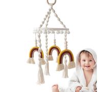 Baby Crib Mobile, 0-6 Months Rainbow Bed Toy, Multi Colour Crib for with Dangling Tassels, Nursery Mobile Travel Cot Toy, Starry Hanging Macrame, Room Decoration Swinging Over Baby Be