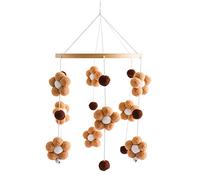 Baby Crib Mobile Baby Cot Crib Mobile Boho Flowers Crib Mobile with Wool Balls Newborn Nursery Hanging Bed Bell Wood Ornament Baby Bed Mobile for Boys and Girls