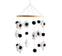Baby Crib Mobile Baby Cot Crib Mobile Boho Flowers Crib Mobile with Wool Balls Newborn Nursery Hanging Bed Bell Wood Ornament Baby Bed Mobile for Boys and Girls