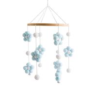 Baby Crib Mobile Baby Cot Crib Mobile Boho Flowers Crib Mobile with Wool Balls Newborn Nursery Hanging Bed Bell Wood Ornament Baby Bed Mobile for Boys and Girls