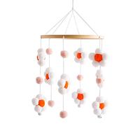Baby Crib Mobile Baby Cot Crib Mobile Boho Flowers Crib Mobile with Wool Balls Newborn Nursery Hanging Bed Bell Wood Ornament Baby Bed Mobile for Boys and Girls