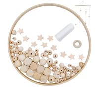 Baby Crib Mobile, Baby Mobile for Crib, DIY Wooden Set with Bamboo Ring, Beads and Cotton Thread for Nursery Decor Gifts