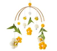 Baby Crib Mobile Hanging Crib Toys Boho Flowers ＆ Bees Baby Mobile for with Bell Soothe Toy Color Visual Cognition for Infant Bedroom Nursery Decor..