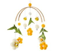 Baby Crib Mobile Hanging Crib Toys Boho Flowers ＆ Bees Baby Mobile for with Bell Soothe Toy Color Visual Cognition for Infant Bedroom Nursery Decor